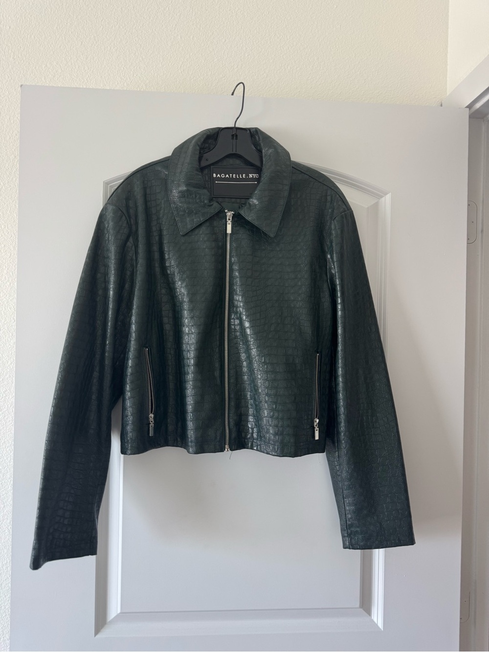 Bagatelle Green Croc-Embossed Jacket Size L